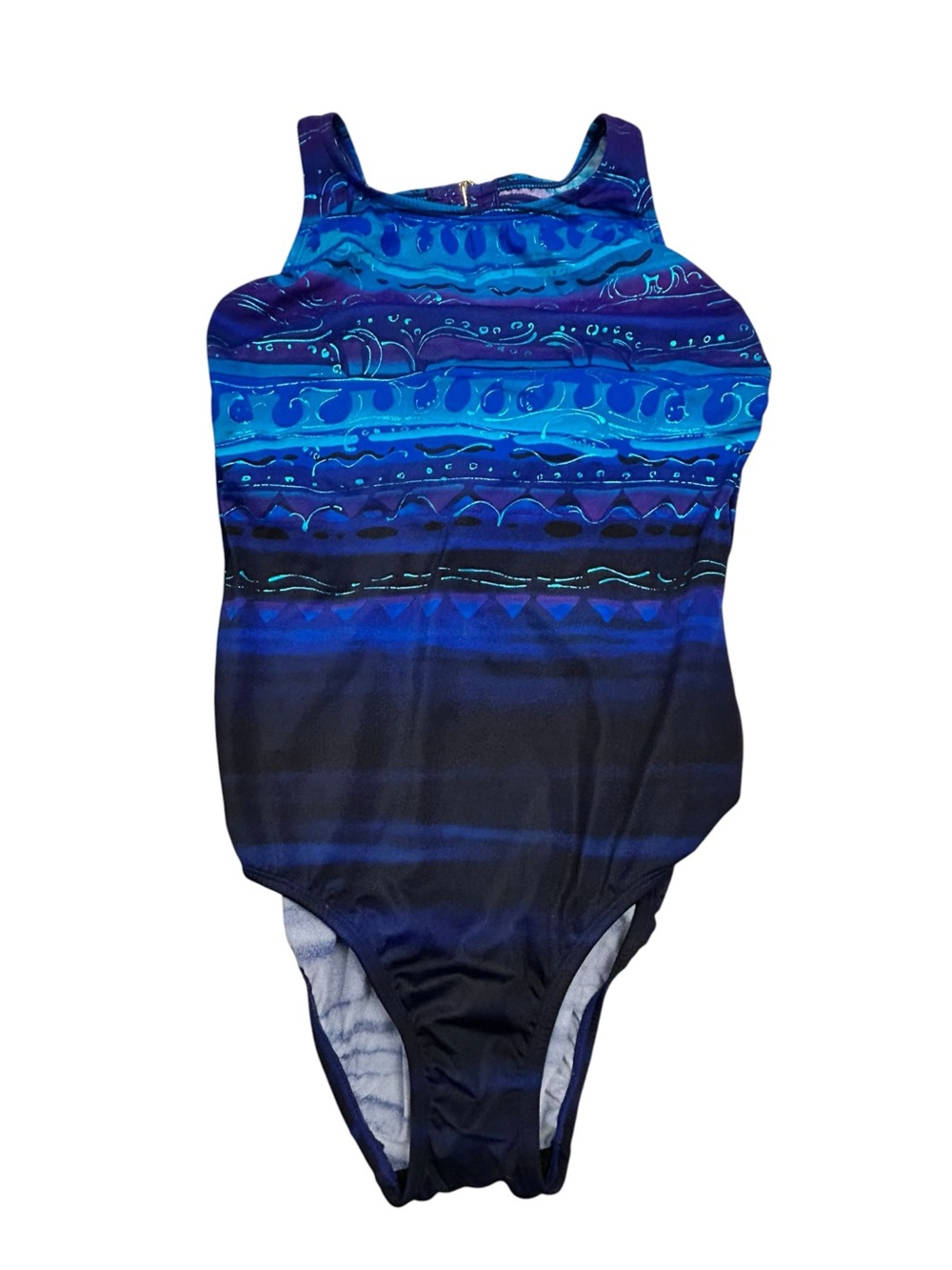 NEW Inches Away One Piece Tummy Control No Binding Blue Swimsuit Women’s 12